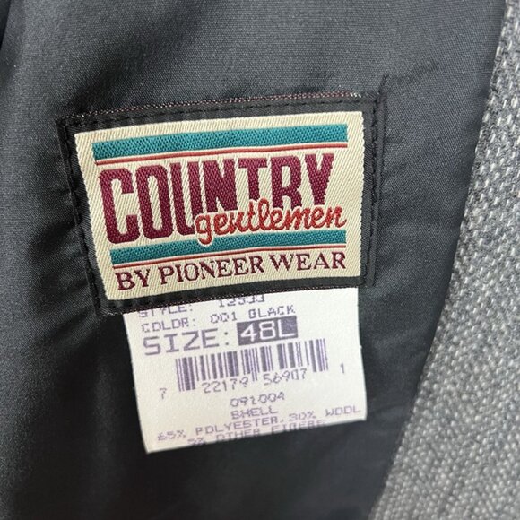 VTG Pioneer Wear Country Gentleman Wool Leather Patch Sport Coat 48L Blazer - Picture 6 of 12